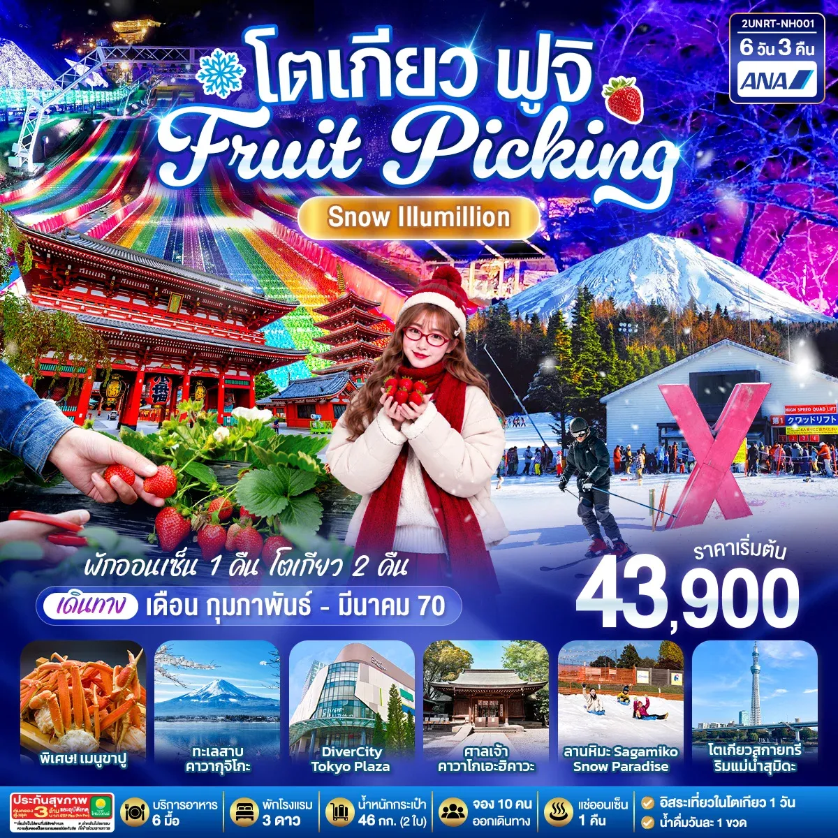 ทัวร์ญี่ปุ่น โตเกียว ฟูจิ FRUIT PICKING SNOW Illumillion 6วัน 3คืน (NH)